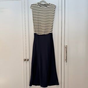 CONTRASTING SATIN EFFECT MIDI DRESS